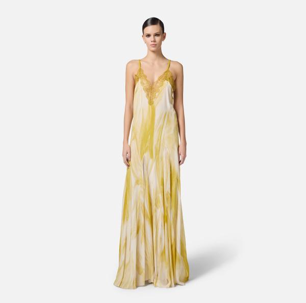 Elisabetta Franchi Robe Red Carpet En Viscose Avec Imprimé Tulle