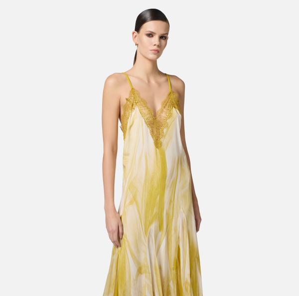 Elisabetta Franchi Robe Red Carpet En Viscose Avec Imprimé Tulle