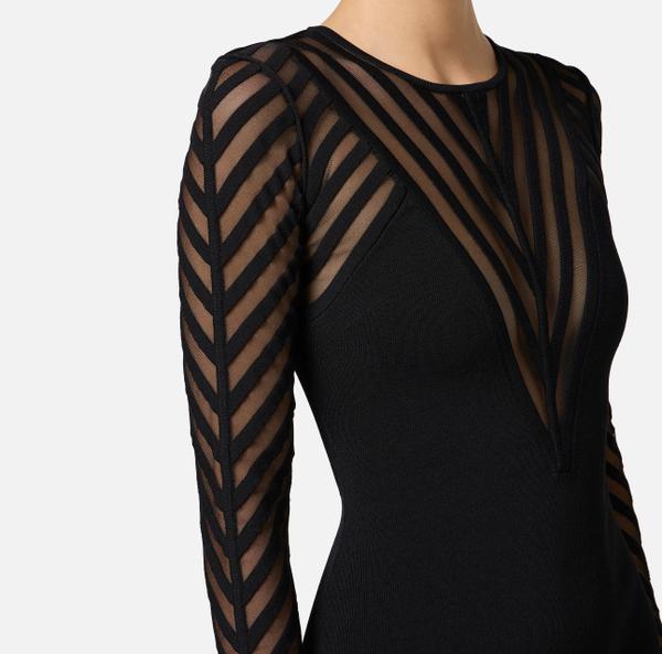 Elisabetta Franchi Robe Red Carpet En Viscose Avec Transparences Et Nœuds