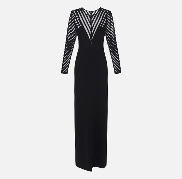 elisabetta franchi Robe Red Carpet en viscose avec transparences et nœuds