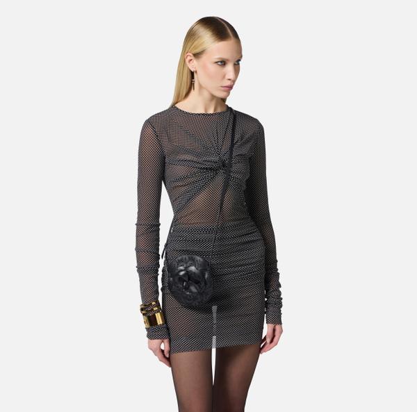 Elisabetta Franchi Sac à Bandoulière En Cuir Avec Fleur Brodée