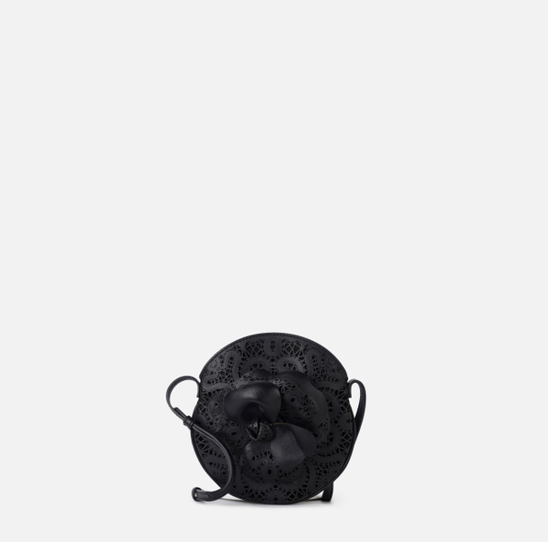 elisabetta franchi Sac à bandoulière en cuir avec fleur brodée