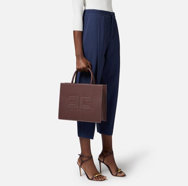 Elisabetta Franchi Sac Fourre-tout Moyen Avec Surpiqûres Contrastées