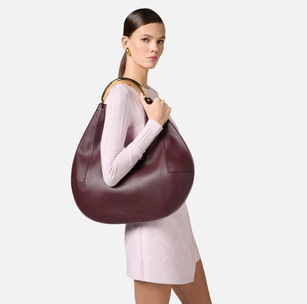 Elisabetta Franchi Sac Hobo De Grande Taille En Matériau Synthétique Avec Coutures Logo