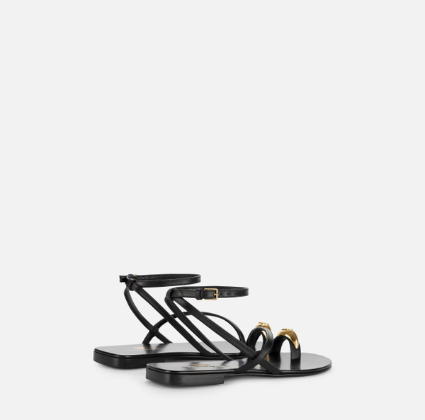 Elisabetta Franchi Sandales En Cuir Avec Logo Bijou