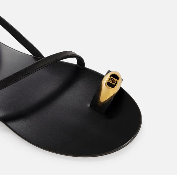 Elisabetta Franchi Sandales En Cuir Avec Logo Bijou