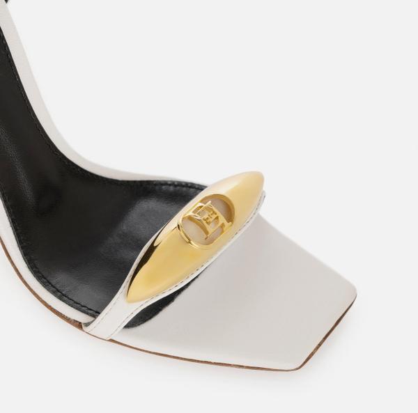 Elisabetta Franchi Sandales En Cuir Nappa Avec Plaque