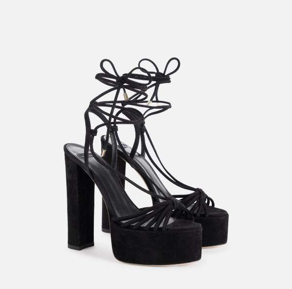 Elisabetta Franchi Sandales En Cuir Suédé Avec Lacets