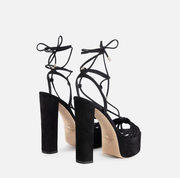 Elisabetta Franchi Sandales En Cuir Suédé Avec Lacets