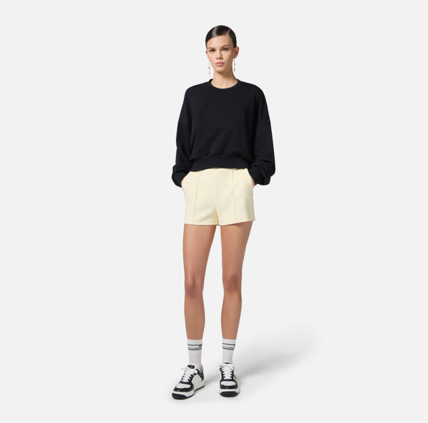 Elisabetta Franchi Short En Crêpe Avec Piping Contrasté