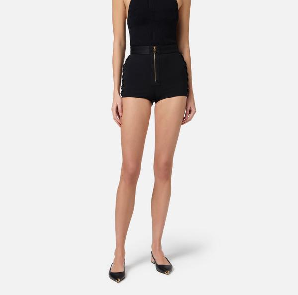 Elisabetta Franchi Short En Crêpe Stretch Avec Lacets Croisés
