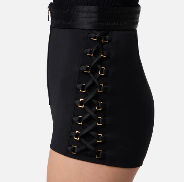 Elisabetta Franchi Short En Crêpe Stretch Avec Lacets Croisés