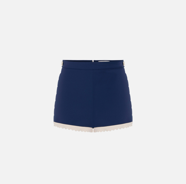 elisabetta franchi Short en double crêpe stretch avec feston brodé