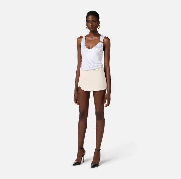 Elisabetta Franchi Short En Double Crêpe Stretch Avec Nœuds