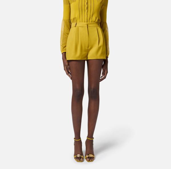 Elisabetta Franchi Short En Laine Légère Avec Surpiqûres Contrastées