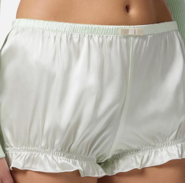 Elisabetta Franchi Short En Satin De Soie Avec Nœud Et Volants