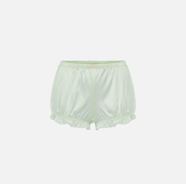 elisabetta franchi Short en satin de soie avec nœud et volants