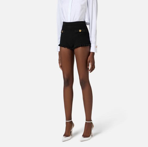 Elisabetta Franchi Short En Tricot Avec Boutons Logotés