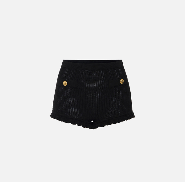 elisabetta franchi Short en tricot avec boutons logotés