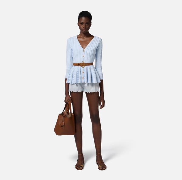 Elisabetta Franchi Short En Voile De Coton Avec Feston Brodé