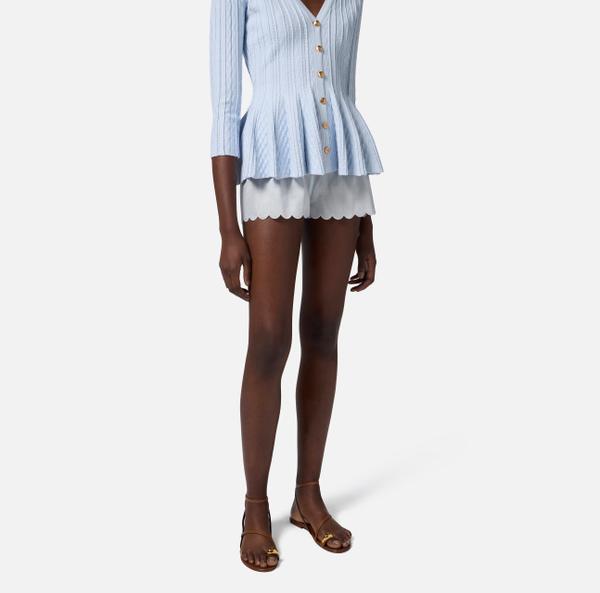 Elisabetta Franchi Short En Voile De Coton Avec Feston Brodé