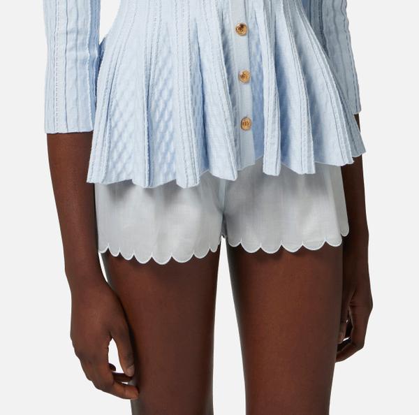Elisabetta Franchi Short En Voile De Coton Avec Feston Brodé