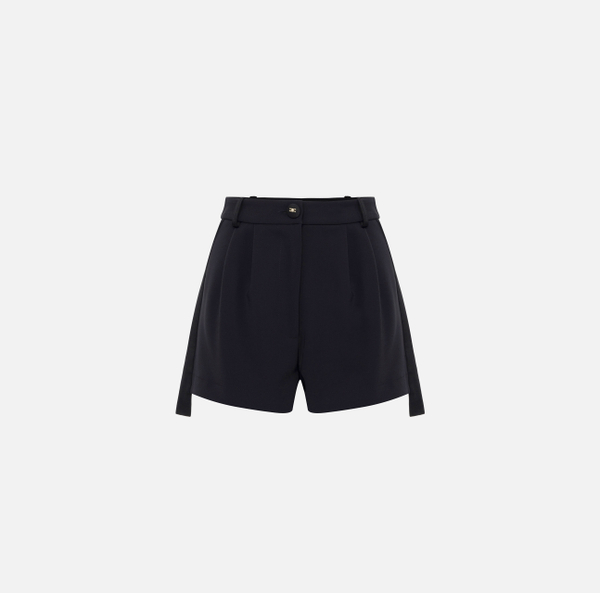 elisabetta franchi Short smoking en crêpe avec bandes en satin
