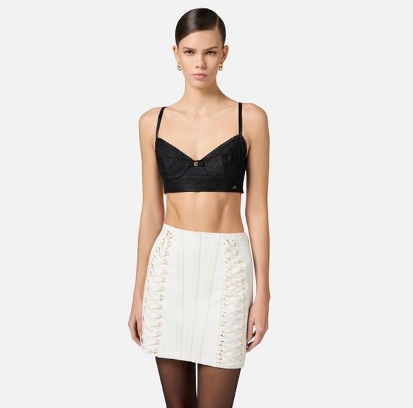 Elisabetta Franchi Soutien-gorge En Dentelle Florale Avec Nœud