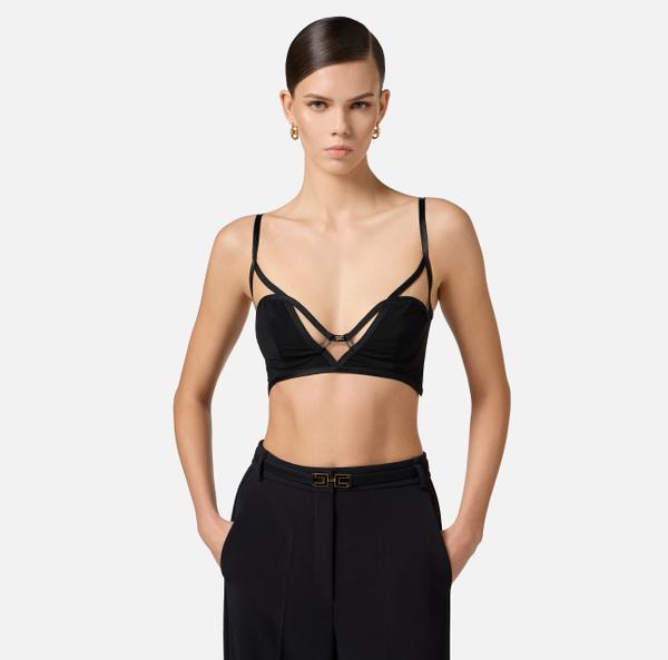 Elisabetta Franchi Soutien-gorge En Organdi Stretch Avec Détail Logo