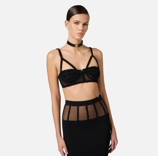 Elisabetta Franchi Soutien-gorge En Tulle Et Dentelle Florale