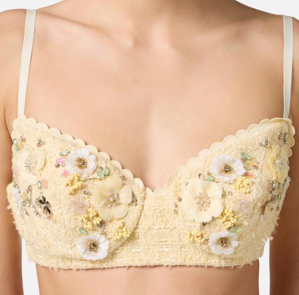 Elisabetta Franchi Soutien-gorge En Tweed Avec Broderies Florales