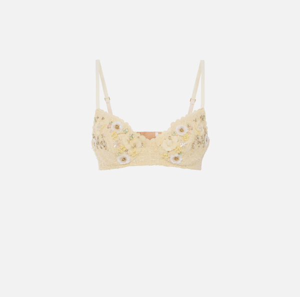 elisabetta franchi Soutien-gorge en tweed avec broderies florales