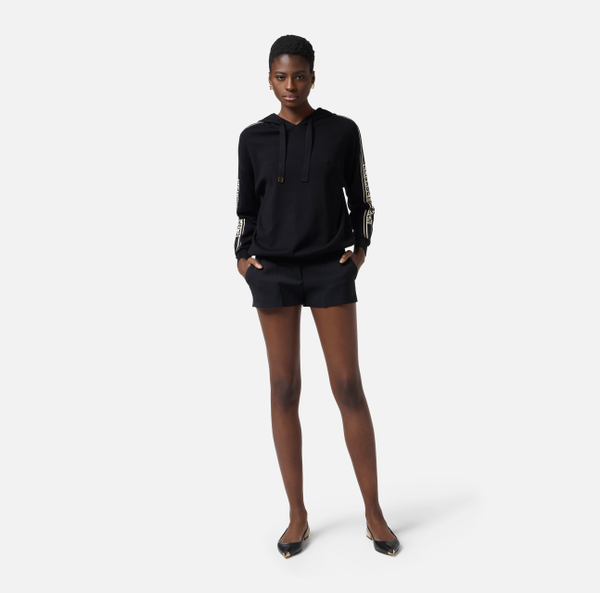 Elisabetta Franchi Sweat En Viscose Avec Capuche Et Bandes Contrastées