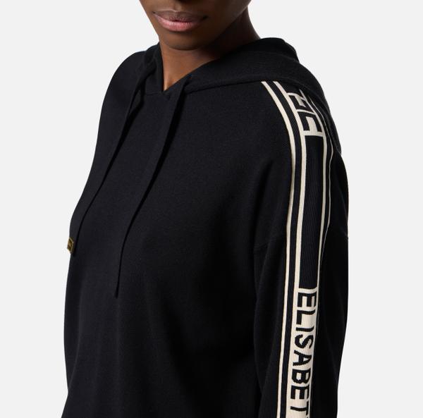 Elisabetta Franchi Sweat En Viscose Avec Capuche Et Bandes Contrastées