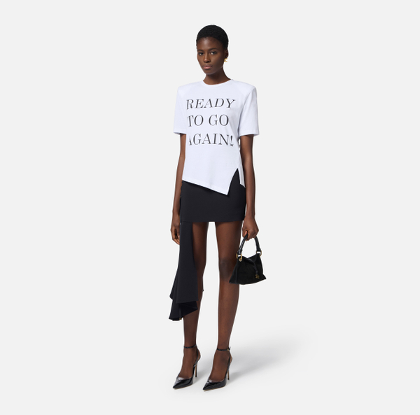Elisabetta Franchi T-shirt En Jersey Asymétrique Avec Lettrage