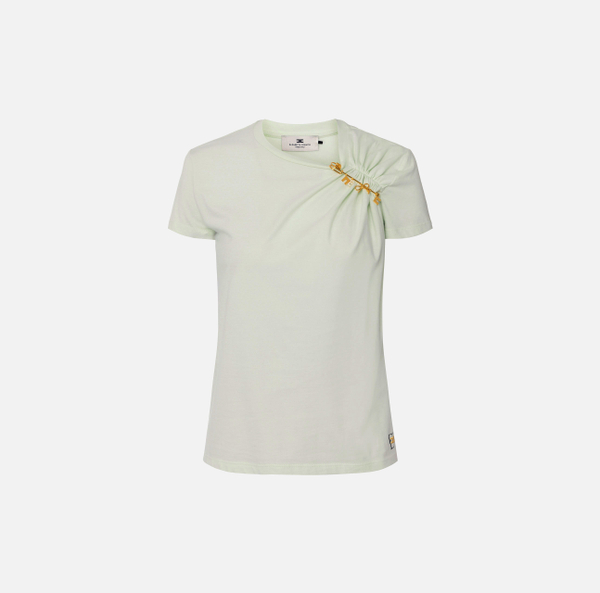 elisabetta franchi T-shirt en jersey avec broche bijou