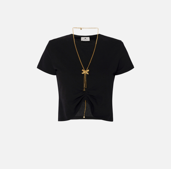 elisabetta franchi T-shirt en jersey avec collier en nœud