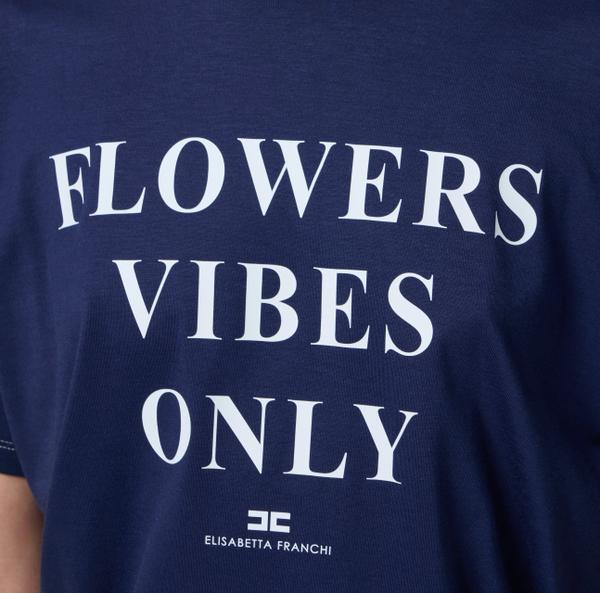 Elisabetta Franchi T-shirt En Jersey Avec Imprimé Et Bandes En Satin