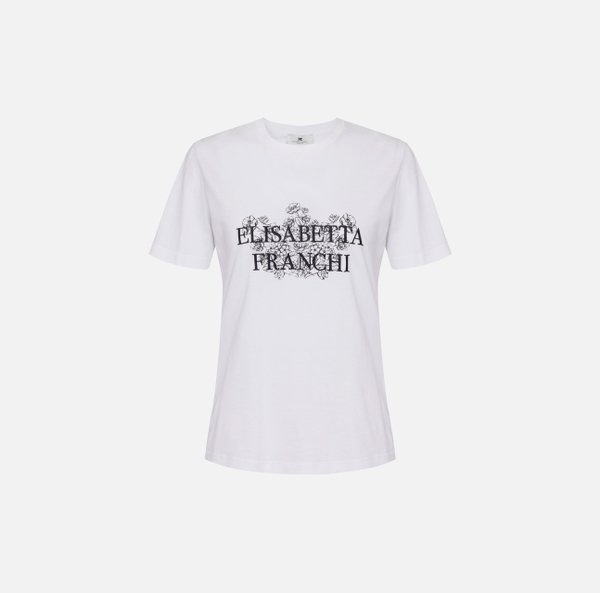 elisabetta franchi T-shirt en jersey avec imprimé et broderie