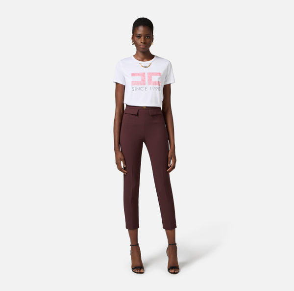 Elisabetta Franchi T-shirt En Jersey Avec Imprimé Et Chaîne