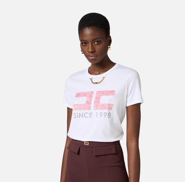 Elisabetta Franchi T-shirt En Jersey Avec Imprimé Et Chaîne