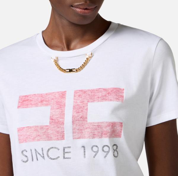 Elisabetta Franchi T-shirt En Jersey Avec Imprimé Et Chaîne