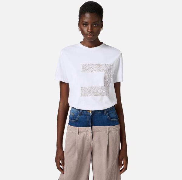 Elisabetta Franchi T-shirt En Jersey Avec Macro Logo En Voile