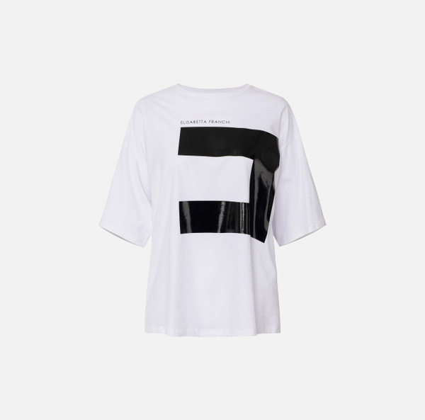 elisabetta franchi T-shirt en jersey avec macro logo