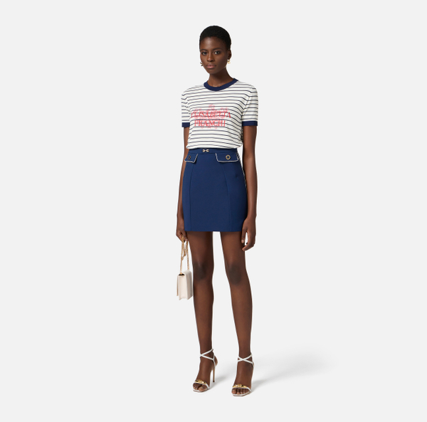 Elisabetta Franchi T-shirt En Viscose Avec Imprimé Et Broderies