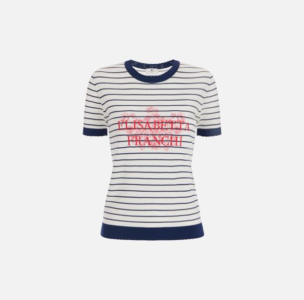 elisabetta franchi T-shirt en viscose avec imprimé et broderies