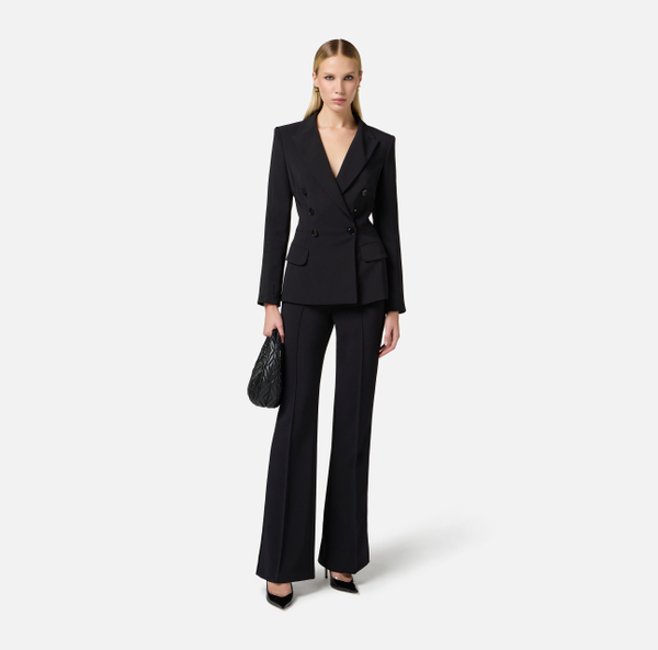Elisabetta Franchi Tailleur à Double Boutonnage En Crêpe Avec Bandes En Satin