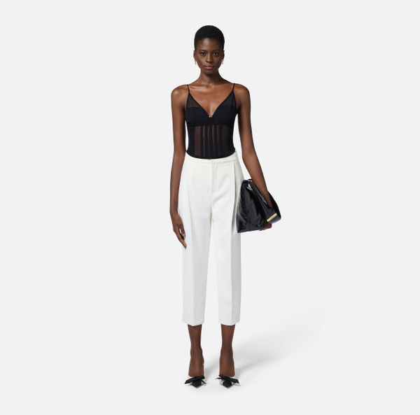 Elisabetta Franchi Top Avec Transparences Et Coupes De Corset