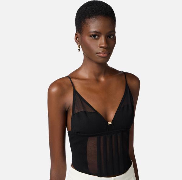 Elisabetta Franchi Top Avec Transparences Et Coupes De Corset