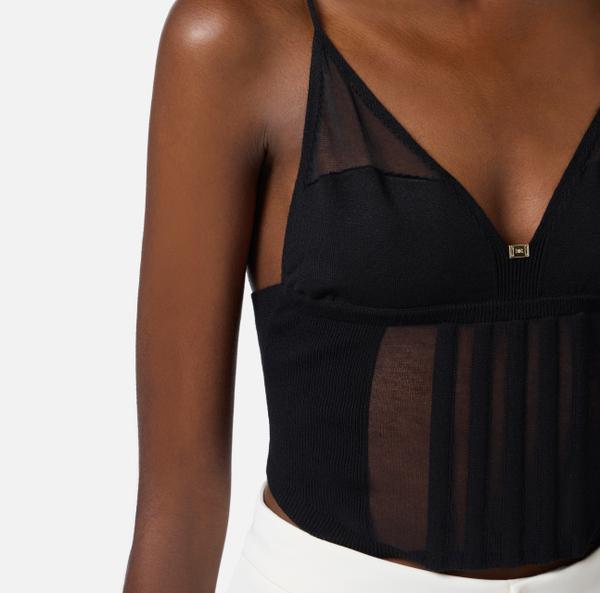 Elisabetta Franchi Top Avec Transparences Et Coupes De Corset